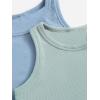 imageMilumia Girls 2 Pack Ribbed Knit Sleeveless Round Neck Casual Baisc Crop Tank TopBlue and Green