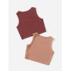 imageMilumia Girls 2 Pack Ribbed Knit Sleeveless Round Neck Casual Baisc Crop Tank TopMulti Rose Brown