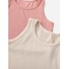 imageMilumia Girls 2 Pack Ribbed Knit Sleeveless Round Neck Casual Baisc Crop Tank TopPink and Beige