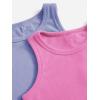 imageMilumia Girls 2 Pack Ribbed Knit Sleeveless Round Neck Casual Baisc Crop Tank TopPurple and Pink