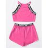 imageMilumia Girls 2PCS Outfit Tie Dye Letter Halter Cami Crop Top and Dolphin Shorts SetHot Pink