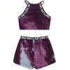 imageMilumia Girls 2PCS Outfit Tie Dye Letter Halter Cami Crop Top and Dolphin Shorts SetMulticolor