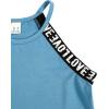 imageMilumia Girls 2PCS Outfit Tie Dye Letter Halter Cami Crop Top and Dolphin Shorts SetSolid Blue