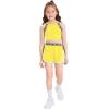 imageMilumia Girls 2PCS Outfit Tie Dye Letter Halter Cami Crop Top and Dolphin Shorts SetYellow