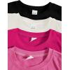 imageMilumia Girls 4 Pack Dance Tops Ruched Knot Side Solid Round Neck Crop Tank TopsMulti Pink