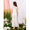 imageMilumia Girls Contrast Lace Scallop Cap Sleeve Mock Neck High Waist Long Jumpsuit Overalls