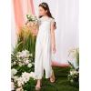 imageMilumia Girls Contrast Lace Scallop Cap Sleeve Mock Neck High Waist Long Jumpsuit Overalls