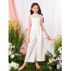 imageMilumia Girls Contrast Lace Scallop Cap Sleeve Mock Neck High Waist Long Jumpsuit Overalls