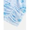 imageMilumia Girls Floral Print Bowknot Bell Sleeve Crop Tops Square Neck Ruched T ShirtsBlue