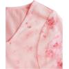 imageMilumia Girls Floral Print Bowknot Bell Sleeve Crop Tops Square Neck Ruched T ShirtsPink