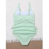 imageMilumia Girls One Piece Ribbed Knit Swimsuit Ruched Knot Scoop Neck Bathing SuitZ Mint Green