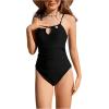 imageMilumia Girls One Piece Swimsuit Halter Cut Out Bathing Suit SwimwearBlack