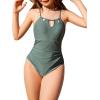 imageMilumia Girls One Piece Swimsuit Halter Cut Out Bathing Suit SwimwearDusty Green
