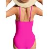 imageMilumia Girls One Piece Swimsuit Halter Cut Out Bathing Suit SwimwearHot Pink