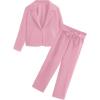 imageMilumia Girls Two Piece Outfit Solid Open Front Blazer and Pants SetPink