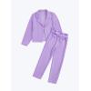 imageMilumia Girls Two Piece Outfit Solid Open Front Blazer and Pants SetPurple