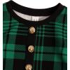 imageMilumia Girls Two Piece Outfits Houndstooth Button Decor Crop Blazer Jacket and Skirt SetsBlack and Green