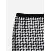 imageMilumia Girls Two Piece Outfits Houndstooth Button Decor Crop Blazer Jacket and Skirt SetsBlack and White