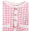 imageMilumia Girls Two Piece Outfits Houndstooth Button Decor Crop Blazer Jacket and Skirt SetsPink