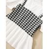 imageMilumia Girls Two Piece Outfits Houndstooth Puff Sleeve Tee and Flare Pants SetBlack and White