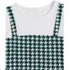 imageMilumia Girls Two Piece Outfits Houndstooth Puff Sleeve Tee and Flare Pants SetGreen and White