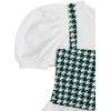 imageMilumia Girls Two Piece Outfits Houndstooth Puff Sleeve Tee and Flare Pants SetGreen and White