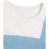 imageMilumia Girls Two Piece Outfits Houndstooth Puff Sleeve Tee and Flare Pants SetWhite and Light Blue