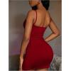 imageMilumia Women Ruched Sleeveless Spaghetti Strap Tight Bodycon Short Mini Cami Dress Party ClubBurgundy