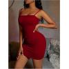 imageMilumia Women Ruched Sleeveless Spaghetti Strap Tight Bodycon Short Mini Cami Dress Party ClubBurgundy