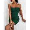 imageMilumia Women Ruched Sleeveless Spaghetti Strap Tight Bodycon Short Mini Cami Dress Party ClubGreen