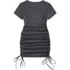 imageMilumia Womens Casual Rib Knit Short Sleeve Drawstring Ruched Bodycon Mini T Shirt DressDark Grey