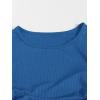 imageMilumia Womens Casual Rib Knit Short Sleeve Drawstring Ruched Bodycon Mini T Shirt DressDeep Blue