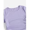 imageMilumia Womens Casual Rib Knit Short Sleeve Drawstring Ruched Bodycon Mini T Shirt DressLilac Purple Solid