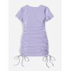 imageMilumia Womens Casual Rib Knit Short Sleeve Drawstring Ruched Bodycon Mini T Shirt DressLilac Purple Solid