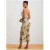 imageMilumia Womens Floral Cowl Neck Bodycon Maxi Dress Mesh Long Dresses Cocktail PartyBeige