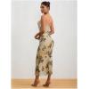 imageMilumia Womens Floral Cowl Neck Bodycon Maxi Dress Mesh Long Dresses Cocktail PartyBeige