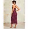 imageMilumia Womens Floral Cowl Neck Bodycon Maxi Dress Mesh Long Dresses Cocktail PartyClaret