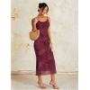 imageMilumia Womens Floral Cowl Neck Bodycon Maxi Dress Mesh Long Dresses Cocktail PartyClaret