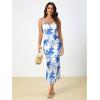 imageMilumia Womens Floral Cowl Neck Bodycon Maxi Dress Mesh Long Dresses Cocktail PartyLight Blue and White
