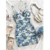 imageMilumia Womens Floral Print Mesh Cami Mini Dress Ruched Sleeveless Bodycon Summer Short DressesBlue