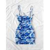 imageMilumia Womens Floral Print Mesh Cami Mini Dress Ruched Sleeveless Bodycon Summer Short DressesBlue Multi