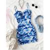 imageMilumia Womens Floral Print Mesh Cami Mini Dress Ruched Sleeveless Bodycon Summer Short DressesBlue Multi