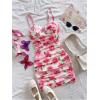 imageMilumia Womens Floral Print Mesh Cami Mini Dress Ruched Sleeveless Bodycon Summer Short DressesPink