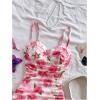 imageMilumia Womens Floral Print Mesh Cami Mini Dress Ruched Sleeveless Bodycon Summer Short DressesPink