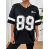 imageMilumia Womens Letter Graphic Jersey Shirts Oversized V Neck Half Sleeve Tshirt Tops StreetwearBlack