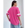 imageMilumia Womens Letter Graphic Jersey Shirts Oversized V Neck Half Sleeve Tshirt Tops StreetwearHot Pink