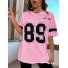 imageMilumia Womens Letter Graphic Jersey Shirts Oversized V Neck Half Sleeve Tshirt Tops StreetwearLight Pink