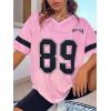 imageMilumia Womens Letter Graphic Jersey Shirts Oversized V Neck Half Sleeve Tshirt Tops StreetwearLight Pink