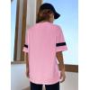 imageMilumia Womens Letter Graphic Jersey Shirts Oversized V Neck Half Sleeve Tshirt Tops StreetwearLight Pink