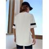 imageMilumia Womens Letter Graphic Jersey Shirts Oversized V Neck Half Sleeve Tshirt Tops StreetwearWhite